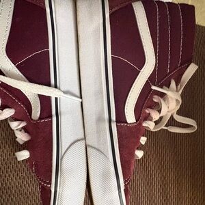 Vans Burgundy and White Sneakers Sk8-Hi women’s size 7